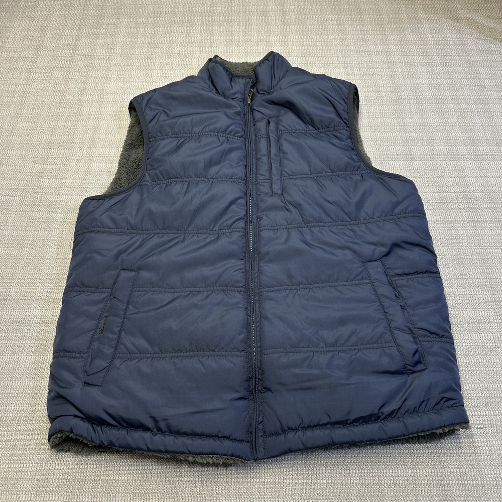 Weatherproof Vintage Vest Mens Medium Blue Reversible Fleece Lined Warm‎